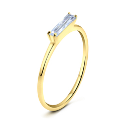Gold Plated CZ Silver Rings NSR-2582-GP